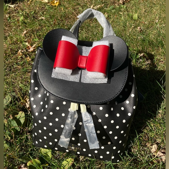 Disney x Kate Spade Minnie Mouse Ears Red Bow Black & White Polka Dot Back Pack main image 15